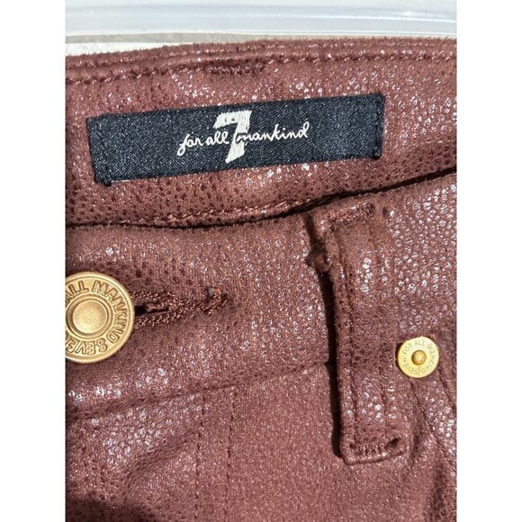 7 For All Mankind  Pants Womens size 27 Metallic Coated Skinny Pants Soft - Picture 2 of 12